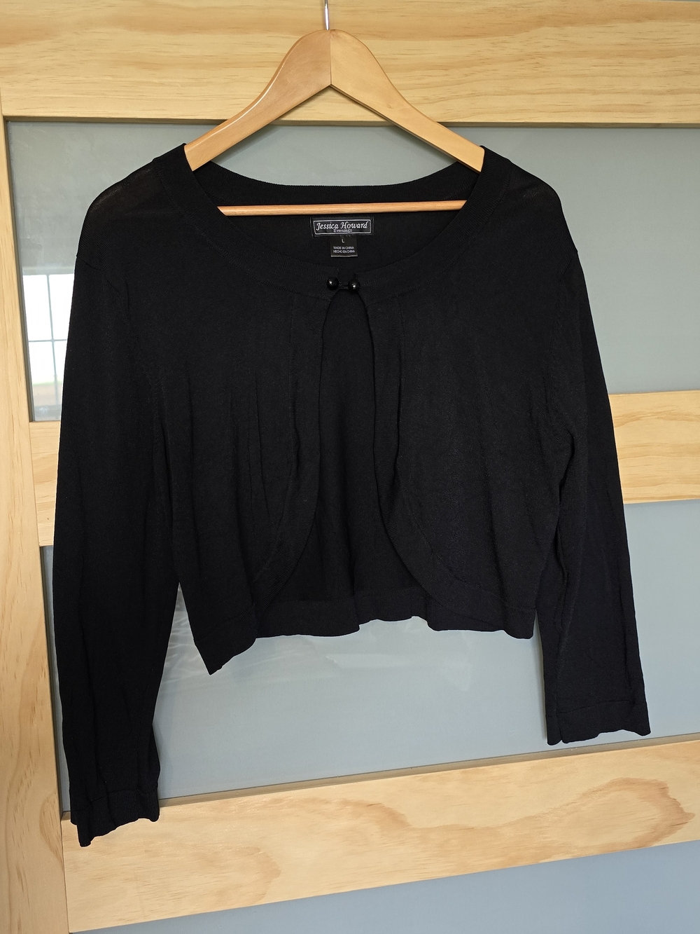 Jessica Howard Black Cropped Bolero with Bead Closure